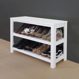 Sapateira Banco de Piso para Closets e Quartos 8 Pares Sapatos Branco Laca - 5