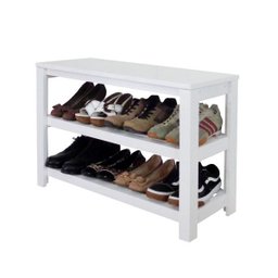Sapateira Banco de Piso para Closets e Quartos 8 Pares Sapatos Branco Laca - 1