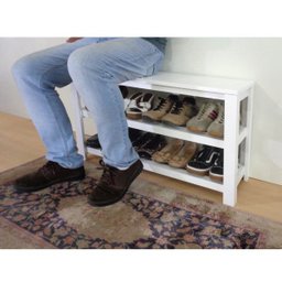 Sapateira Banco de Piso para Closets e Quartos 8 Pares Sapatos Branco Laca - 2