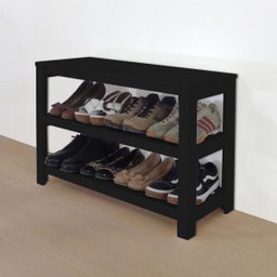 Sapateira Banco de Piso para Closets e Quartos 8 Pares Sapatos Preto Laca - 5