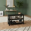 Ver imagem 1 de Sapateira Banco de Piso para Closets e Quartos 8 Pares Sapatos Preto Laca