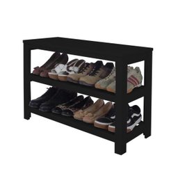 Sapateira Banco de Piso para Closets e Quartos 8 Pares Sapatos Preto Laca - 1