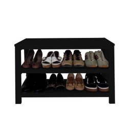 Sapateira Banco de Piso para Closets e Quartos 8 Pares Sapatos Preto Laca - 4