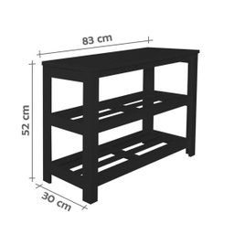 Sapateira Banco de Piso para Closets e Quartos 8 Pares Sapatos Preto Laca - 3