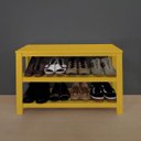 Ver imagem 7 de Sapateira Banco de Piso para Closets e Quartos 8 Pares Sapatos Amarelo Laca