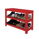 Ver imagem 2 de Sapateira Banco de Piso para Closets e Quartos 8 Pares Sapatos Vermelho Laca