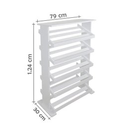 Sapateira Madeira de Piso Chão para Closets e Quartos 15 Pares Sapatos Branco Laca - 4
