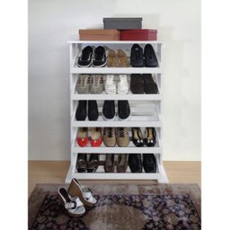 Sapateira Madeira de Piso Chão para Closets e Quartos 15 Pares Sapatos Branco Laca - 3