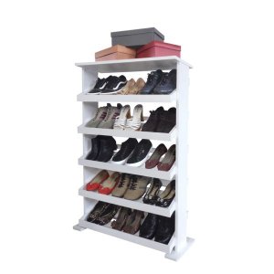 Sapateira Madeira de Piso Chão para Closets e Quartos 15 Pares Sapatos Branco Laca