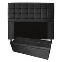 Ver imagem 1 de Kit Cabeceira + Calçadeira Baú Copenhague King Size 195cm Suede - Ecotec Decor:Preto