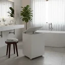 Ver imagem 1 de Cesto de Roupas Baú Roupeiro Tulha com Rodízios Banheiro Lavanderia Branco