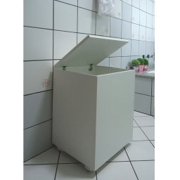 Cesto de Roupas Baú Roupeiro Tulha com Rodízios Banheiro Lavanderia Branco - 5