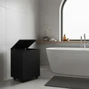 Ver imagem 1 de Cesto de Roupas Baú Roupeiro Tulha com Rodízios Banheiro Lavanderia Preto