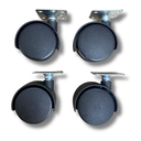 Ver imagem 1 de Kit C/ 4 Un Rodízio Plástico Rodinha Giratório Placa Base Aço Roda 38mm 1,5" Altura 55mm