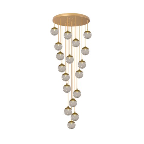 Pendente Moderno Dourado 18 Globos Pé Direito Duplo Escada