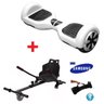 Skate Elétrico Hoverboard 6.5 Branco + Hoverkart Carrinho Bluetooth, LED - Bateria Samsung Bolsa - 1