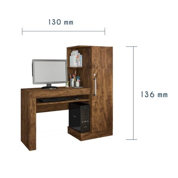Mesa para Computador com Armário 1 Porta 1 Gaveta Office Valdemóveis - 3