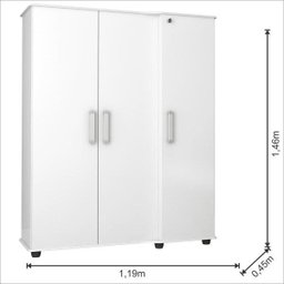 Armário Multiuso 3 Portas com Chave 1001 JB Bechara - 3