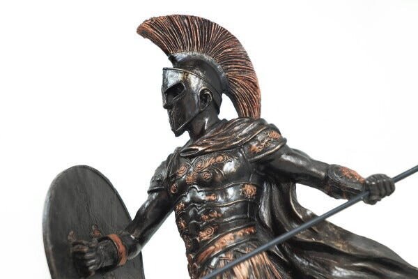 Escultura Cavalo Grego Troia em Poliresina Cor Madeira 35cm