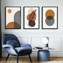 Ver imagem 2 de Kit 3 Quadros Minimalistas Marrons - Folha 33x24cm:madeira Preta