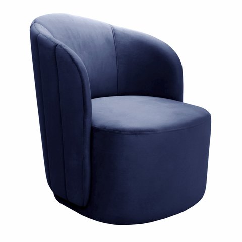 Poltrona Concha Stela Decoração Moderna Sala, Recepção, Escritório - Suede Azul Marinho