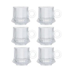 Jogo 6 Xícarasde Café Caneca Vidro Robusta Lines 85ml em Casa Tem