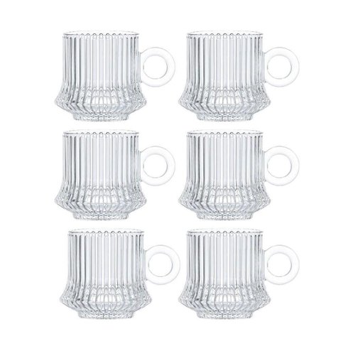 Jogo 6 Xícarasde Café Caneca Vidro Robusta Lines 85ml em Casa Tem