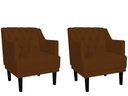 Ver imagem 1 de Kit 2 Poltronas Decorativa Alice Couro Marrom Pés Madeira Ms Decor