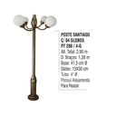Ver imagem 2 de Poste Colonial Santiago para Jardim Alumínio 04 Globos 2,90m