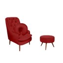 Ver imagem 1 de Kit Amamentação Poltrona, Puff e Almofada Suede Vermelho Dominic Decor Lille