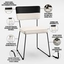Ver imagem 6 de Mesa De Jantar Capri 160cm Off White 6 Cadeiras Allana B05 Faixa Corano Preto Linho Cru - Lyam
