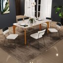 Ver imagem 2 de Mesa De Jantar Capri 160cm Off White 6 Cadeiras Allana B05 Faixa Corano Preto Linho Cru - Lyam