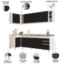 Ver imagem 3 de Armário de Cozinha Modulado de Canto Direito 5 Peças Cp45 com Pia Inox Branco/preto - Lumil Lumil Mó