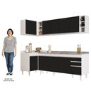 Ver imagem 5 de Armário de Cozinha Modulado de Canto Direito 5 Peças Cp45 com Pia Inox Branco/preto - Lumil Lumil Mó
