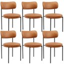 Ver imagem 1 de Kit 06 Cadeiras Estofadas para Sala de Jantar Louise L02 Couríssimo Canela - Lyam Decor