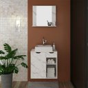 Ver imagem 1 de Conjunto para Banheiro Completo Gabinete Cuba Espelho Mármore Branco