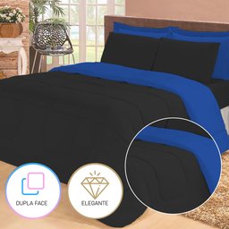 Jogo de Cama Casal com Edredom Lençol Fronha Função Cobre Leito e Cobertor - 2