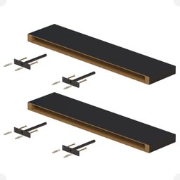 Kit 02 Prateleiras Suporte Embutido 60x14x3cm Preta Conceito - 3