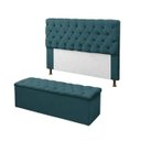 Ver imagem 1 de Kit Cabeceira e Calçadeira Baú Mirage King 195cm Renascer Decor:Azul Turquesa
