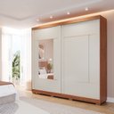 Ver imagem 1 de Guarda-Roupa Casal 230cm 2 Portas de Correr com Pés e 2 Espelhos MDF Talin Bege/Cinamomo/Off White