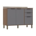 Ver imagem 1 de Balcão de Cozinha 120cm 2 Portas e 3 Gavetas com Tampo Aspen Luciane Móveis Vanilla com Cinza Puro