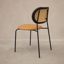 Ver imagem 3 de Cadeira Jantar Velvet Encosto Rattan Assento Estofado Caramelo