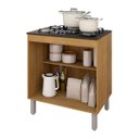 Ver imagem 5 de Balcão 75,5cm para Cooktop 5 Bocas Cor Freijó Preto Pés Reguláveis Prateleira 2 Portas