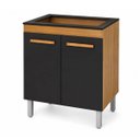 Ver imagem 2 de Balcão 75,5cm para Cooktop 5 Bocas Cor Freijó Preto Pés Reguláveis Prateleira 2 Portas