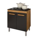 Ver imagem 3 de Balcão 75,5cm para Cooktop 5 Bocas Cor Freijó Preto Pés Reguláveis Prateleira 2 Portas