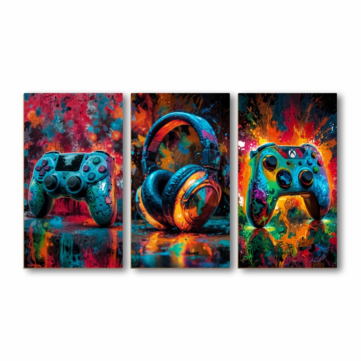 Quadro Decorativo Gamer Controle Videogame Fone Mvp Streamer:colorido - 3