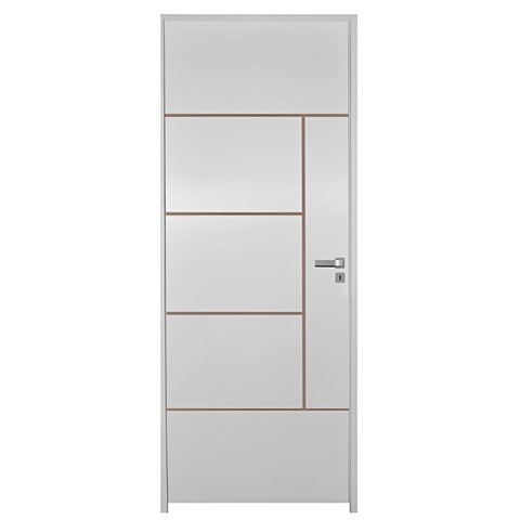 Porta de Madeira Semi-oca Primer Atenas Frisada Bat.11 Cm Eco Fech. Ext Modena.-210x92 Lado Esquerdo