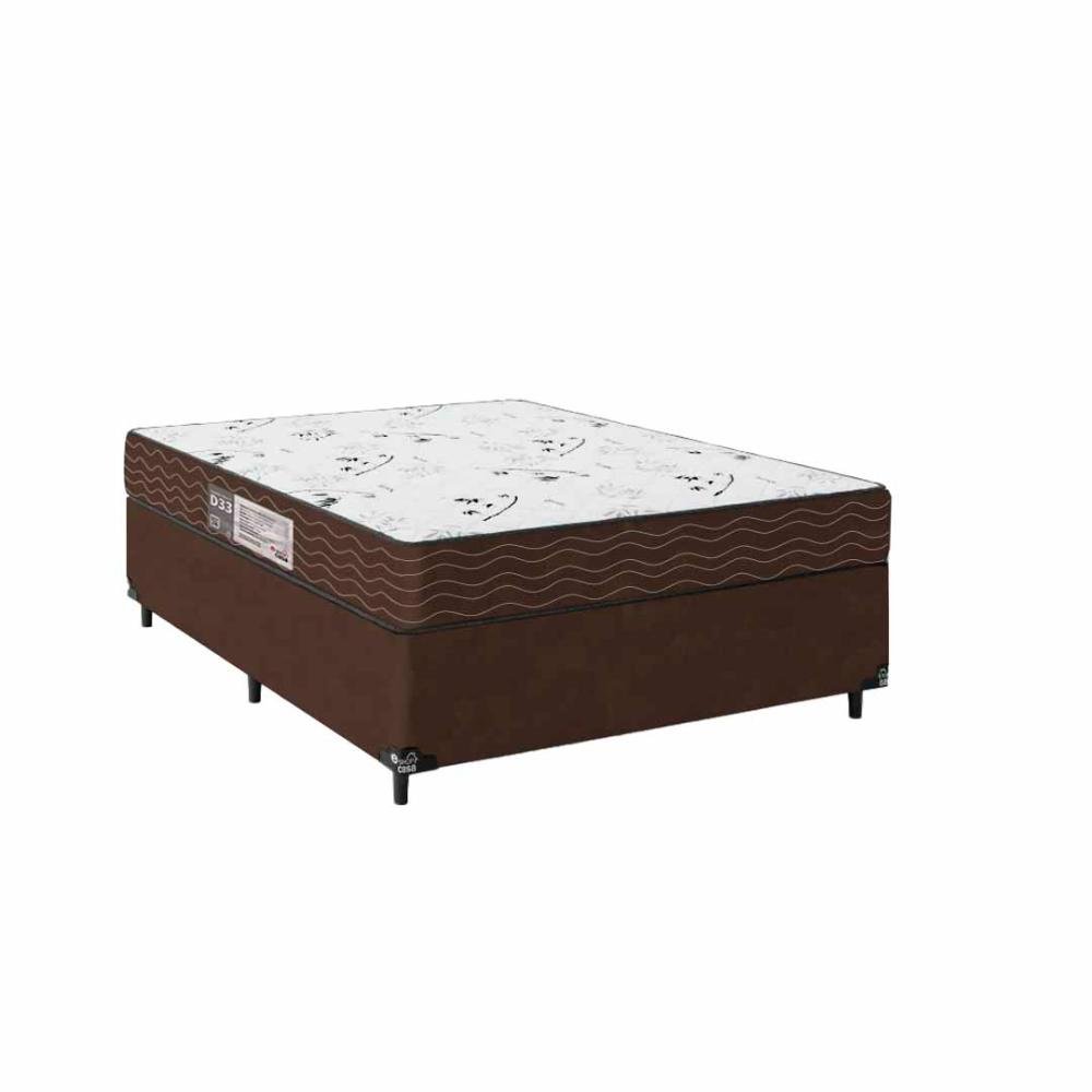 Cama Box Viúva + Colchão D33 One Face - Suede Marrom