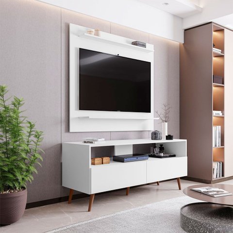 Conjunto Rack Bancada e Painel Adawi/linden Mdp/bp para Tvs até 50 Branco G96 - Gran Belo