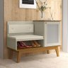 Sapateira com banco e 1 porta Charlotte - Off White/Cumaru - 1